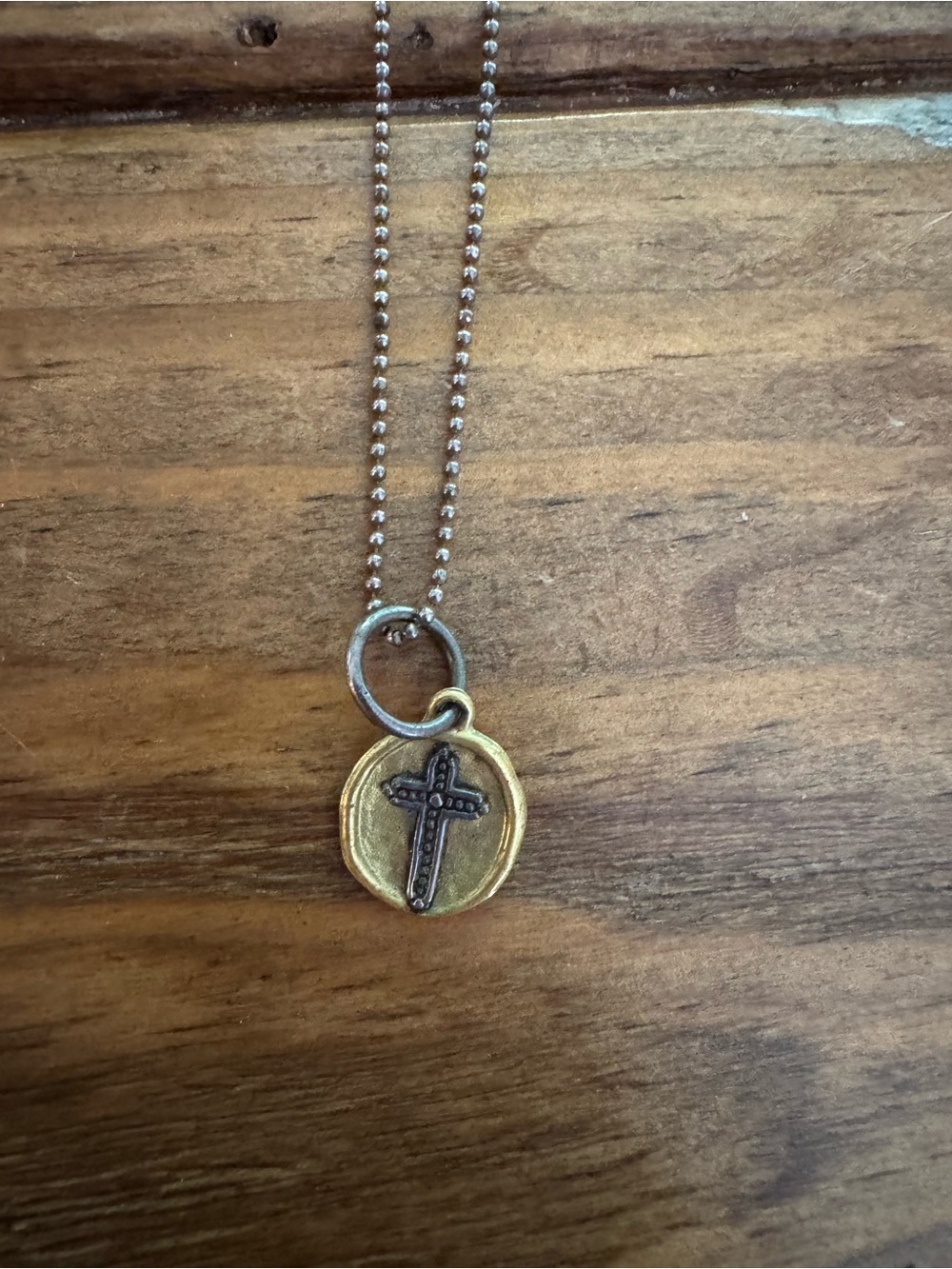 Waxing Poetic Two-Tone Cross Pendant Necklace - Gold and Silver